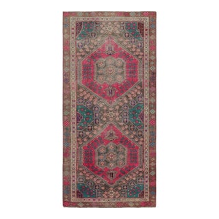 Vintage Persian Shiraz Rug in Pink and Teal Floral Patterns by Rug & Kilim For Sale
