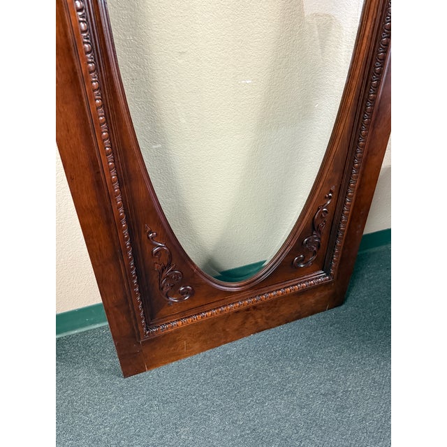 Wood Ornately Carved Wood Door With Beveled Oval Glass For Sale - Image 7 of 16