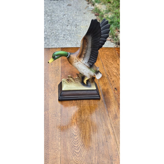 Large Limited Edition Hand-Painted Mallard Duck Figurine Sculpture With Raised Wings For Sale - Image 10 of 12