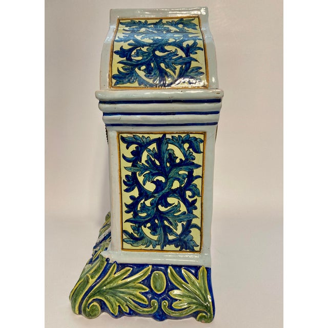 Antique White Antique Quimper Porquier Beau French Faience Mantel Clock Bretons & Odet River For Sale - Image 8 of 18