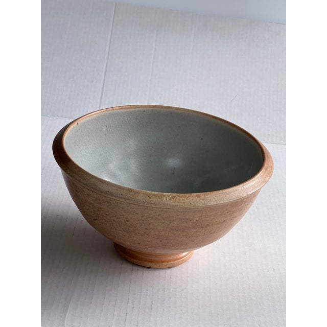 Terra Cotta Terra Cotta Color Pottery Bowl With Blue Glazed Lining. For Sale - Image 8 of 9