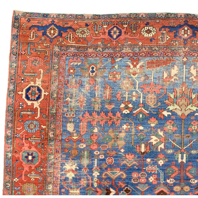 Antique Persian Heriz Serapi Rug 9’6” X 12’4” For Sale - Image 4 of 5