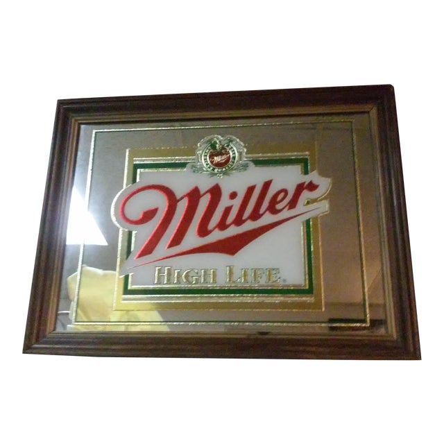 Vintage Framed Miller High Life Mirror | Chairish