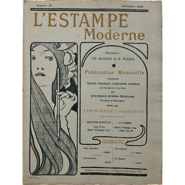 Victor Prouvé, Le Baiser / The Kiss, 1898, Original Lithograph For Sale - Image 8 of 10