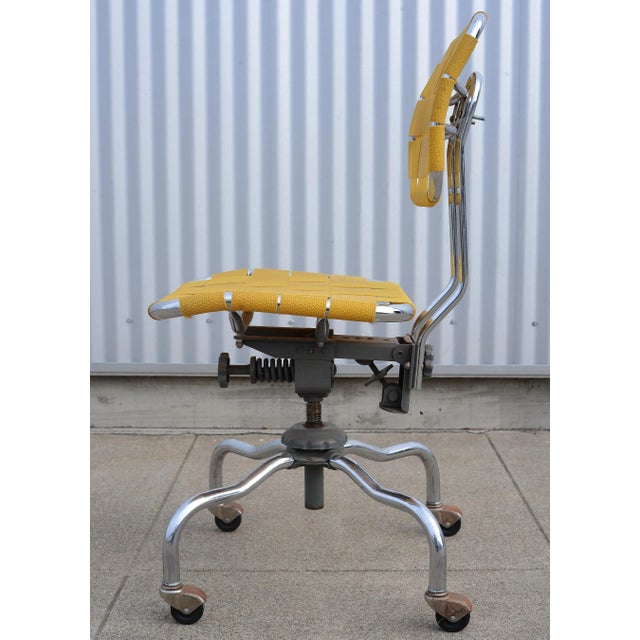 Mid-Century Modern 1950s Mid Century Industrial Bevco Chrome Office Desk Chair With Yellow Upholstery For Sale - Image 3 of 12