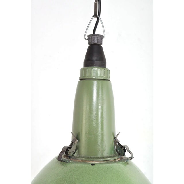 Glass Vintage Enamel Pendant Lamp, 1950s For Sale - Image 7 of 9