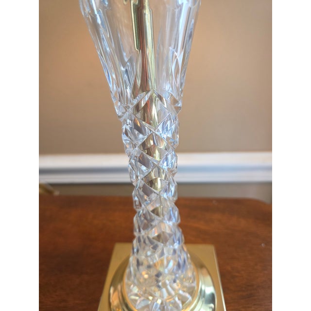 Late 20th Century Late 20th Century Hollywood Regency Brass and Crystal Table Lamps - A Pair For Sale - Image 5 of 16