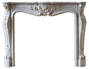 Carrara Marble Trois Coquilles Fireplace, 19th Century