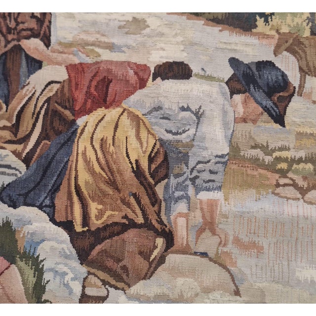 2000 - 2009 Vintage Handmade Chinese Pastoral Figural Tapestry Wall Hanging, 36" X 47" For Sale - Image 5 of 10