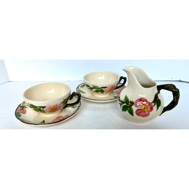 Vintage Franciscan Desert Rose Cups, Saucers, and Creamer For Sale - Image 10 of 13