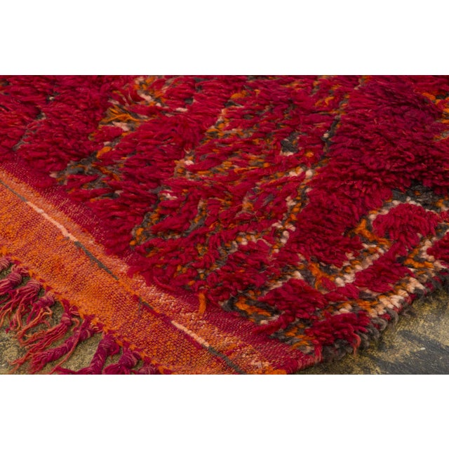 Traditional Vintage Moroccan Berber Shag Wool Rug in Red by Rug & Kilim, 1950-1959 For Sale - Image 3 of 9