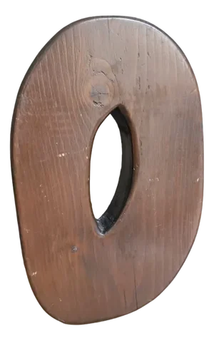 Large Portuguese Wood Block Signage Letter O, 1960s