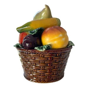 Vintage 1960s Portuguese Ceramic Majolica Fruit Topiary in Basket