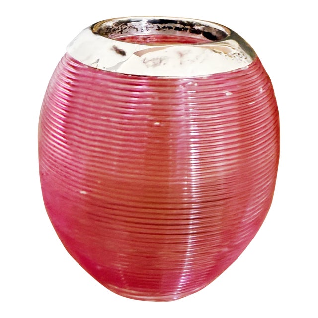 Antique English Sterling Silver and Pink Glass Match Striker For Sale