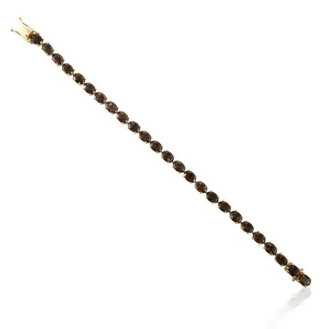 18.47Carat Smoky Quartz Tennis Bracelet in 14k Solid Yellow Gold by VRJewels For Sale In New York - Image 6 of 12