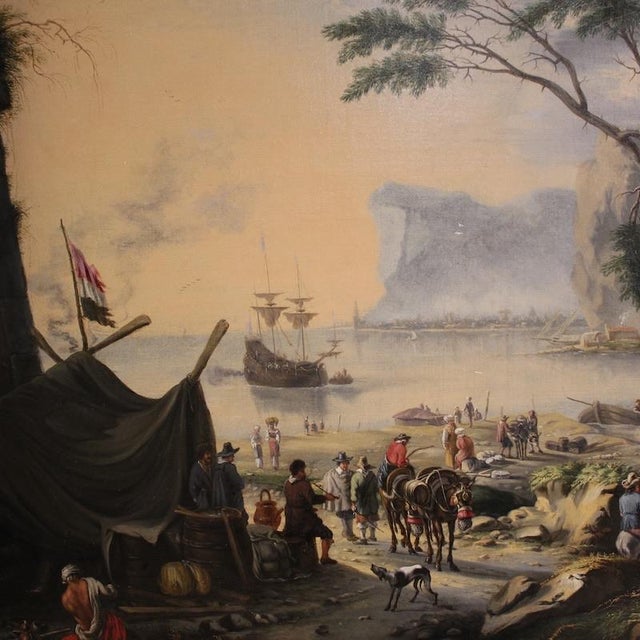 Flemish Artist, Landscape with Sailing Ships, 1650, Oil Painting on Canvas, Framed For Sale - Image 11 of 16