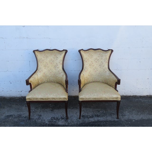 1940s Carved Mahogany Fireplace Living Bed Room Side Chairs a Pair 6277 For Sale In Miami - Image 6 of 18