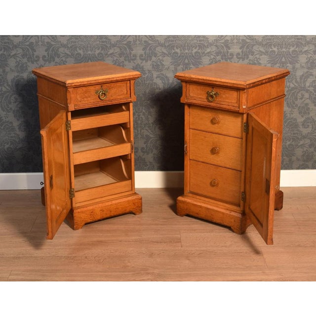 Oak Bedside Cabinets, 1890s, Set of 2 For Sale - Image 5 of 8