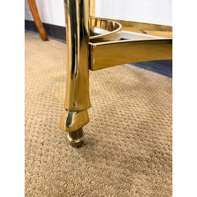 Late 20th Century Maison Jansen Style Brass and Black Marble Demilune Console Table For Sale - Image 5 of 6