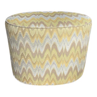 Oval Ottoman on Concealed Castors With Flamestitch Fabric For Sale