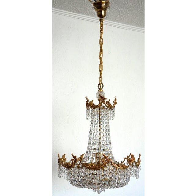 Brass Lead and Crystal Chandelier from Palwa, 1970s For Sale - Image 15 of 15