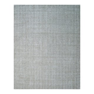 8x10 Warm Sarrah White Striated Geometric Contemporary Handmade Bamboo Silk Rug For Sale