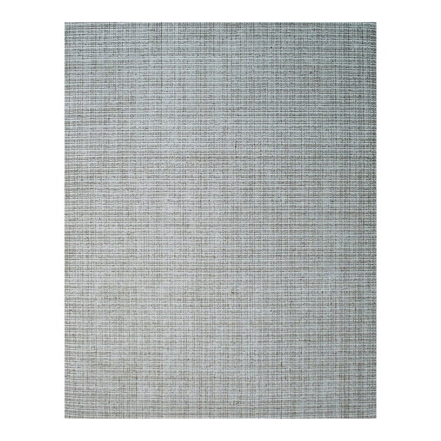 8x10 Warm Sarrah White Striated Geometric Contemporary Handmade Bamboo Silk Rug For Sale