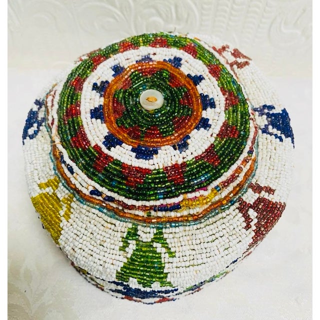 1940s 1940s Vintage Hand Made Beaded Pashtun Afghanistan Hat For Sale - Image 5 of 12