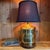 Chinoiserie Large Vintage Chinoiserie Motif Brass Drum Table Lamp on Wooden Base Thomas Cooper For Sale - Image 3 of 11