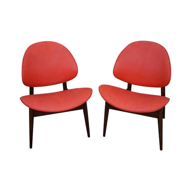 Kodawood MidCentury Clam Shell Chairs Pair Chairish