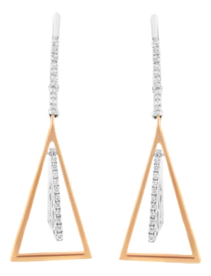 14K Rose and White Gold 3/8 Cttw Diamond Windchime Drop and Dangle Earring - 2 Pieces