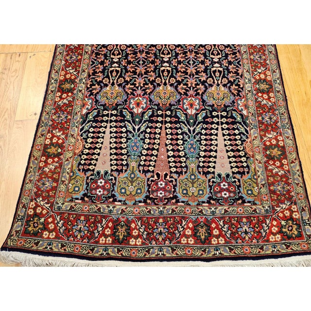 Navy Blue Antique Persian Tabriz Area Rug, Hand-Knotted Wool, All-over Geometric Pattern, Navy & Green, 3x6 For Sale - Image 8 of 13