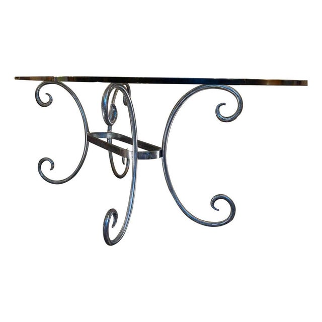 Dining Table in Wrought Iron with Glass Top, 20th Century For Sale - Image 6 of 6