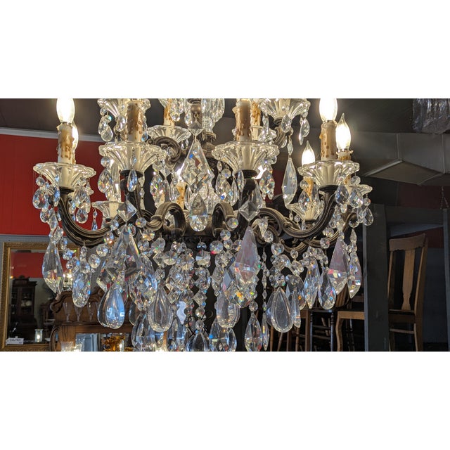 Metal Antique Rococo Revival Chandelier, Metal & Crystal, France For Sale - Image 7 of 17