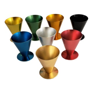 Set of 8 Mid-Century Modern Anodized Aluminum Sherbert Cups For Sale