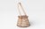 Vintage handwoven gathering basket crafted from natural wood and vine, featuring a tall handle and tapered form. The open...