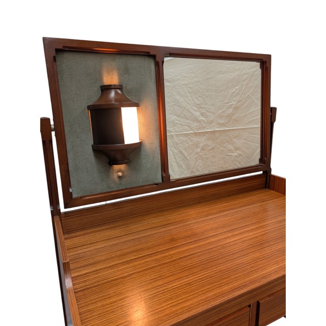 Vintage 3V Dressing Table with Tilting Mirror and Integrated Lamp, 1950s For Sale - Image 4 of 17