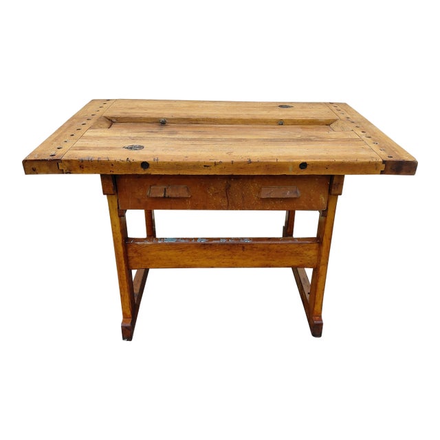 Vintage Workbench Attributed to Sheldon Kitchen Island For Sale