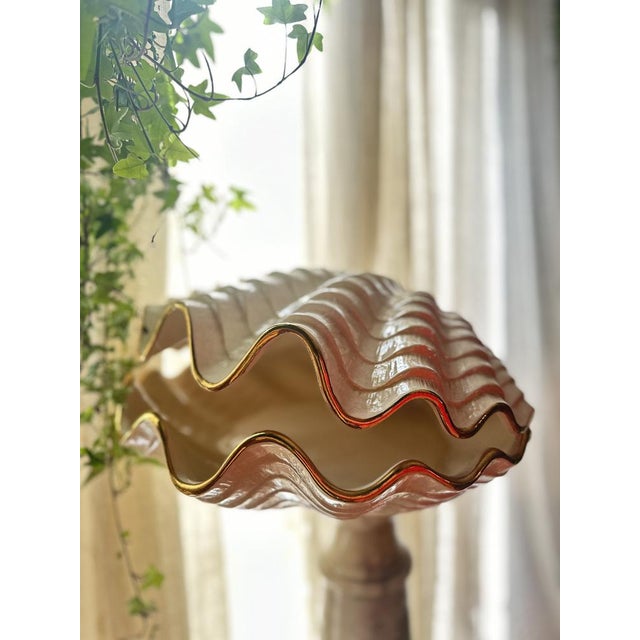 Pearly Glazed Ceramic Lamps in the shape of a Shell by Bon Día, 1960s, Set of 2 For Sale - Image 16 of 18