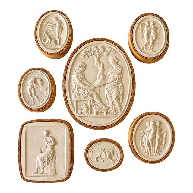 Antique Italian Grand Tour Plaster Intaglios - Set of 7 (Group #7) For Sale