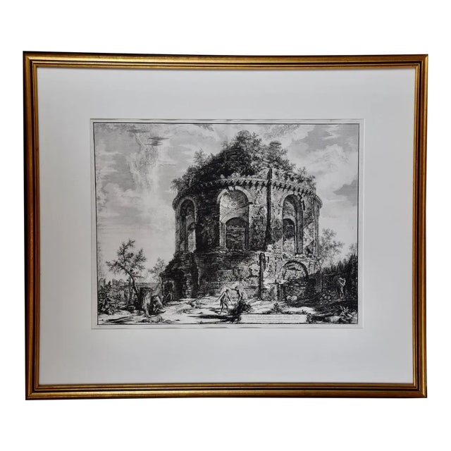 Ancient Roman Temple Architecture: An 18th Century Framed Etching by Piranesi, 1763 For Sale