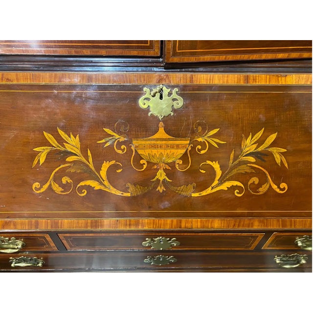 Brown 18th Century Fine Inlaid Georgian Secretary With Falconer Pediment, Probably by Gillows For Sale - Image 8 of 13