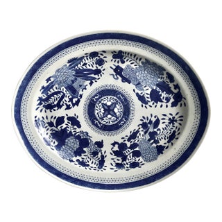 Antique Chinese Export 'Fitzhugh' Blue & White 17" Platter For Sale