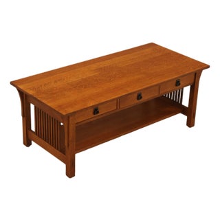Stickley Mission Collection Oak Coffee Table With Drawers For Sale