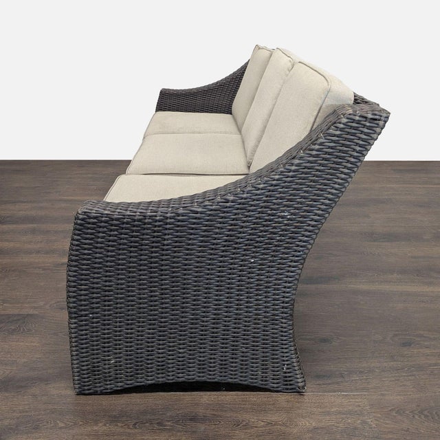 Threshold Outdoor All Weather Wicker 3-Seater Sofa With Cushions For Sale - Image 4 of 9