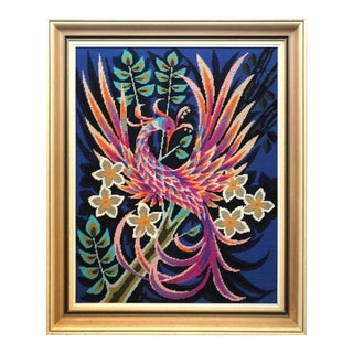 Vintage French Needlepoint Tapestry Wall Hanging Manner of Jean Lurcat For Sale