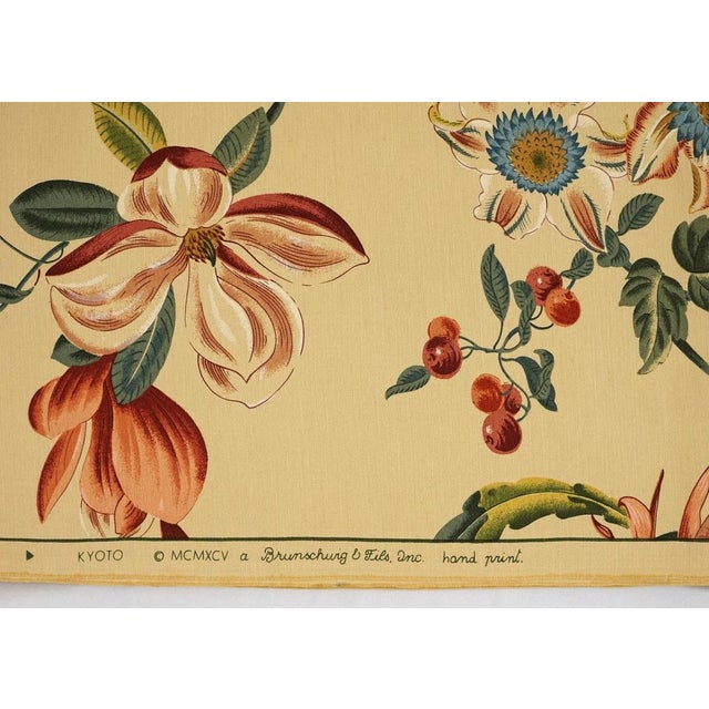 Traditional Brunschwig & Fils “Kyoto” Exotic Flowers & Fruits Fabric – 2.4 Yds – Hand-Printed Luxury Textile For Sale - Image 3 of 5