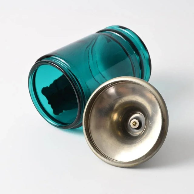 Mid-Century French Turquoise Glass Jar from Letain a La Rose, 1960s For Sale - Image 4 of 8