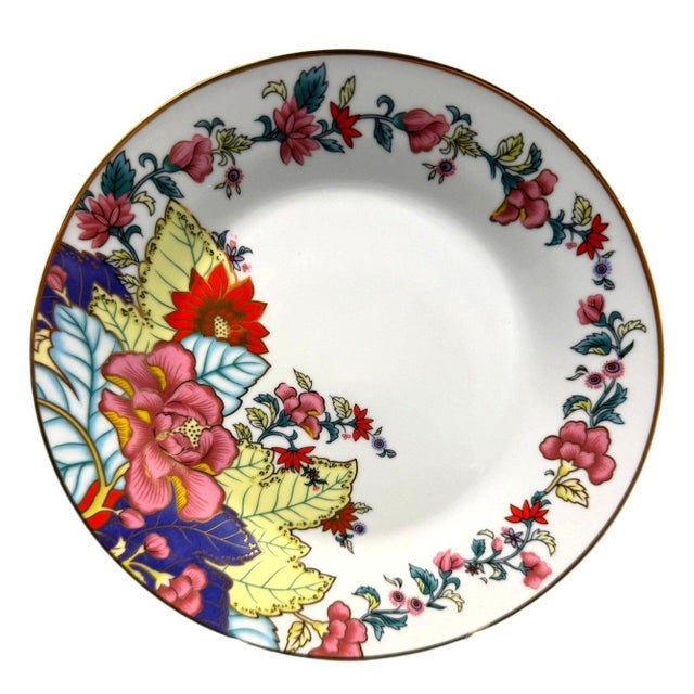 Traditional Late 20th Century Imperial Leaf Tobacco Leaf Salad Plate Floral Gold Trim China For Sale - Image 3 of 4