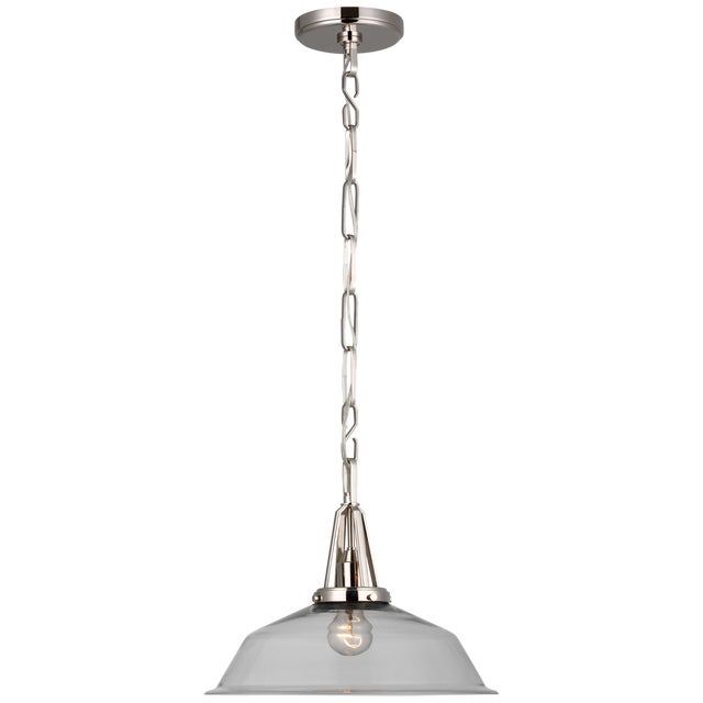 Layton 14" Pendant in Polished Nickel with Clear Glass Designer: Chapman & Myers Canopy: 5.25" Round Mounting: Chain Shade...